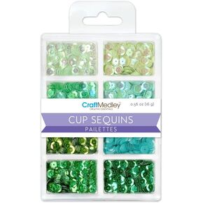 Multicraft Imports Craft Medley GC457C Cup Sequins, 7mm, 16g, 8 Colors, Go Green, Small