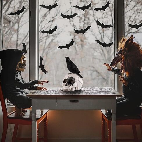 Raven On Skull Halloween Home Decor,Skull Statue,Skull Haunted House Prop Crow Decoration Halloween,Halloween Fun Decorations Horror Statues in Saudi Arabia