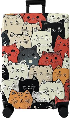 غطاء الأمتعة قابل للغسل غطاء حقيبة حقيبة حامي مضاد للخدش يناسب الأمتعة 18-32 بوصة (قطة لطيفة، L) in Kuwait