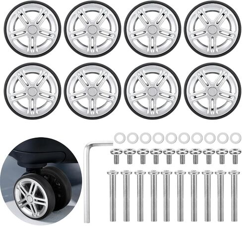 8 Pcs Luggage Replacement Wheels, Luggage Wheels Replacement Kit, 360 Swivel Caster Wheels Rubber Spinner Suitcase Wheels Replacement for Trolley Bag Travel Box in Saudi Arabia