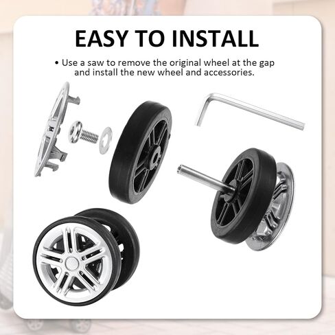 8 Pcs Luggage Replacement Wheels, Luggage Wheels Replacement Kit, 360 Swivel Caster Wheels Rubber Spinner Suitcase Wheels Replacement for Trolley Bag Travel Box in Saudi Arabia