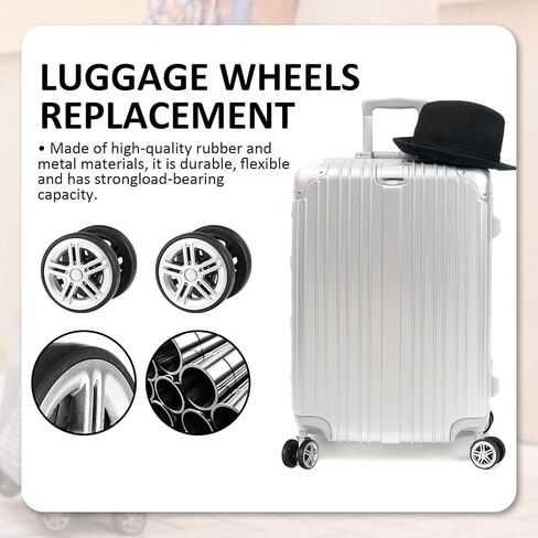 8 Pcs Luggage Replacement Wheels, Luggage Wheels Replacement Kit, 360 Swivel Caster Wheels Rubber Spinner Suitcase Wheels Replacement for Trolley Bag Travel Box in Saudi Arabia