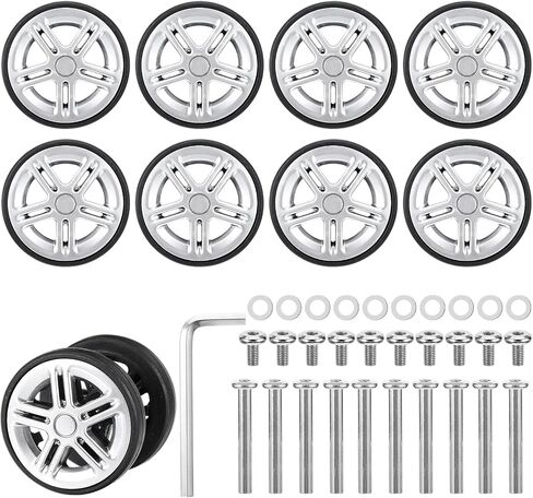 8 Pcs Luggage Replacement Wheels, Luggage Wheels Replacement Kit, 360 Swivel Caster Wheels Rubber Spinner Suitcase Wheels Replacement for Trolley Bag Travel Box in Saudi Arabia