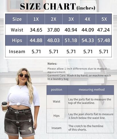 LALAGEN نساء حجم كبير شورتات جينز بسط عالية الخصر المتعثرة ممزق الدينيم السراويل العصرية الصيف Jorts in Kuwait