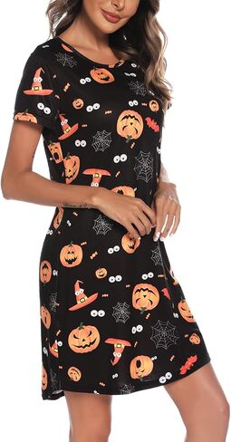Womens Nightgown 2024 Soft Nightshirt Short Sleeve Sleepshirt Cute Print Sleepwear Nightdress S-XXL in Saudi Arabia