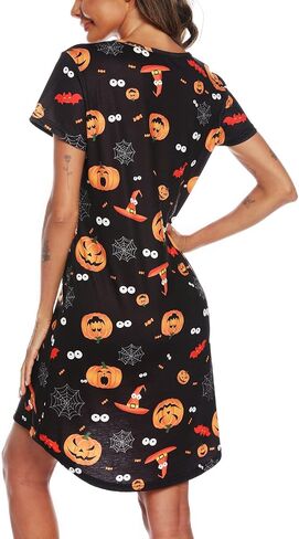 Womens Nightgown 2024 Soft Nightshirt Short Sleeve Sleepshirt Cute Print Sleepwear Nightdress S-XXL in Saudi Arabia