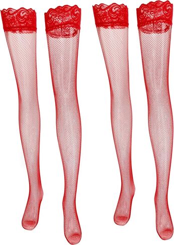 Avidlove Women's Sheer Thigh High Stockings Lace Trim Fishnet Tights Sexy Exotic Hosiery in Saudi Arabia