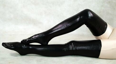 iiniim Sexy Club Women Comfortable Thigh-high Stockings Wet Look Leather Long Socks in Kuwait