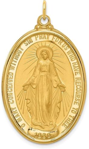 Gold Religious Medals 14K Yellow Gold Solid Polished/Satin Oval Miraculous Medal in Saudi Arabia