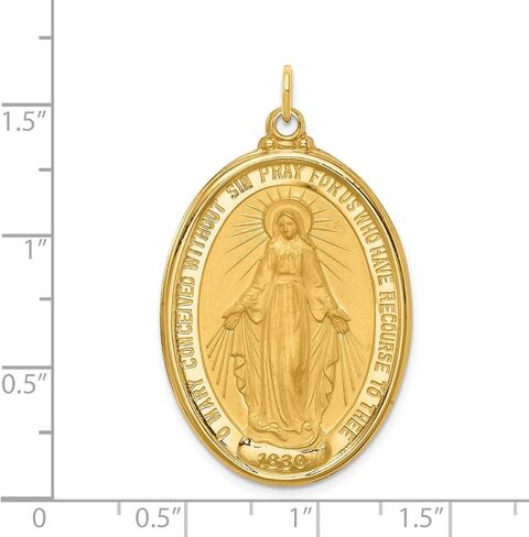 Gold Religious Medals 14K Yellow Gold Solid Polished/Satin Oval Miraculous Medal in Saudi Arabia