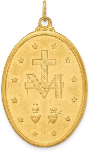 Gold Religious Medals 14K Yellow Gold Solid Polished/Satin Oval Miraculous Medal in Saudi Arabia
