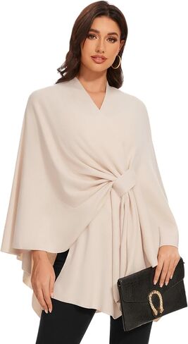 Shawl Wraps for Women Cross Front Poncho Sweater Knitted Cape Soft Warm Elegant for Fall Winter Spring Wedding in Saudi Arabia