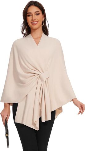 Shawl Wraps for Women Cross Front Poncho Sweater Knitted Cape Soft Warm Elegant for Fall Winter Spring Wedding in Saudi Arabia