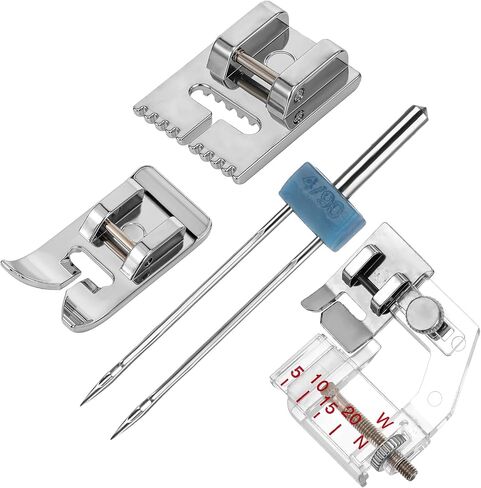 9 Pack Twin Needle Sewing Machine Double Twin Needles Pins Twin Stretch Needles with 3 Pieces Different Presser Foot for Household Sewing Machine Accessories 2/90 3/90 4/90 in Saudi Arabia