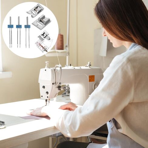 9 Pack Twin Needle Sewing Machine Double Twin Needles Pins Twin Stretch Needles with 3 Pieces Different Presser Foot for Household Sewing Machine Accessories 2/90 3/90 4/90 in Saudi Arabia