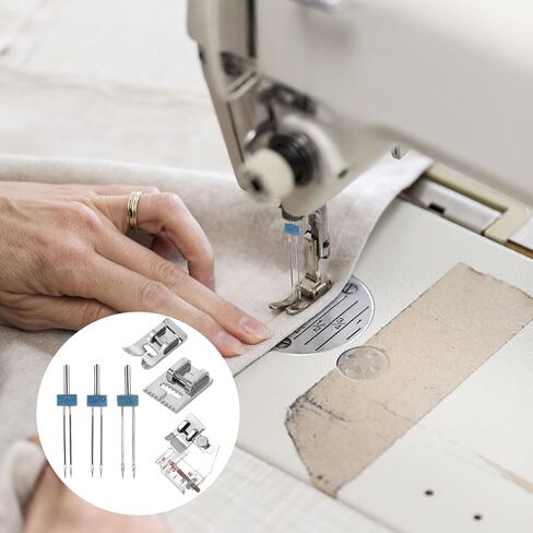 9 Pack Twin Needle Sewing Machine Double Twin Needles Pins Twin Stretch Needles with 3 Pieces Different Presser Foot for Household Sewing Machine Accessories 2/90 3/90 4/90 in Saudi Arabia