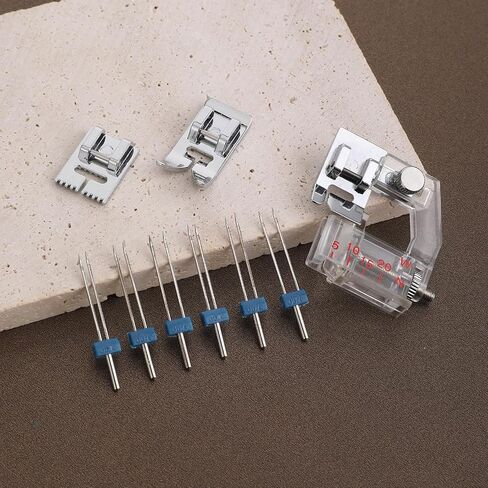 9 Pack Twin Needle Sewing Machine Double Twin Needles Pins Twin Stretch Needles with 3 Pieces Different Presser Foot for Household Sewing Machine Accessories 2/90 3/90 4/90 in Saudi Arabia