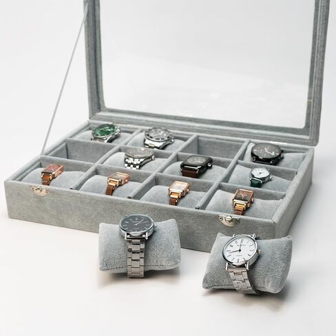 Jewelry Case Watch Organizer Bracelet Display Box with Clear Lid for Selling, watch/Jeweley Holder for Show (Grey Velevt) in Saudi Arabia