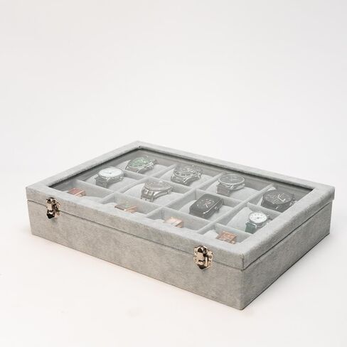 Jewelry Case Watch Organizer Bracelet Display Box with Clear Lid for Selling, watch/Jeweley Holder for Show (Grey Velevt) in Saudi Arabia