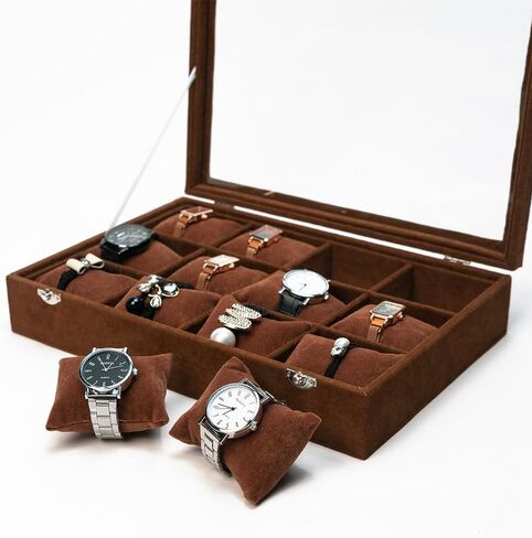 Jewelry Case Watch Organizer Bracelet Display Box with Clear Lid for Selling, watch/Jeweley Holder for Show (Grey Velevt) in Saudi Arabia