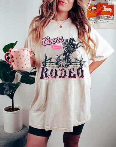Women's Western Cowboy Shirts Vintage Rodeo Graphic Oversized Tops Country Music Tees Short Sleeve Cowgirl T-Shirt in Saudi Arabia