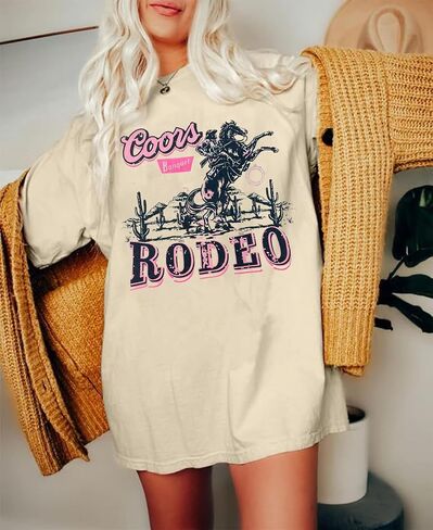 Women's Western Cowboy Shirts Vintage Rodeo Graphic Oversized Tops Country Music Tees Short Sleeve Cowgirl T-Shirt in Saudi Arabia