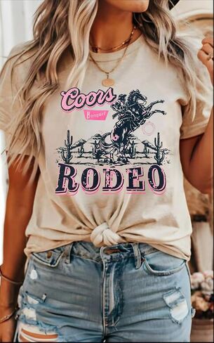 Women's Western Cowboy Shirts Vintage Rodeo Graphic Oversized Tops Country Music Tees Short Sleeve Cowgirl T-Shirt in Saudi Arabia