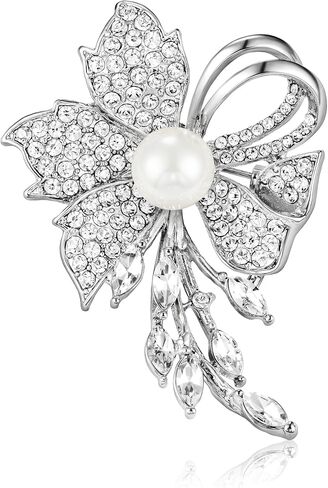 Flower-shaped Wedding Rhinestone Simulated Pearl Brooch Pins for Women in Saudi Arabia