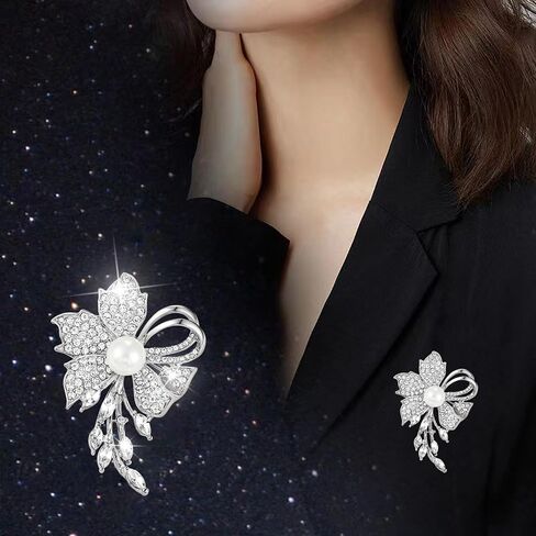 Flower-shaped Wedding Rhinestone Simulated Pearl Brooch Pins for Women in Saudi Arabia