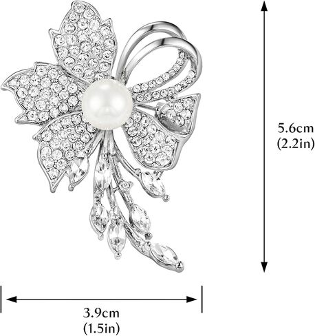 Flower-shaped Wedding Rhinestone Simulated Pearl Brooch Pins for Women in Saudi Arabia