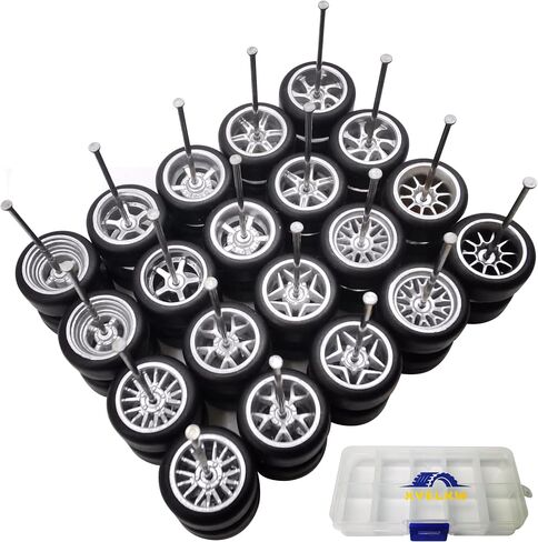 1/64 Wheels and Tires Set, 10-Pack 1 64 Scale Wheels with 10 for 1/64 Diecast Cars Upgraded and Modified Rubber Tires(Diameter 0.43in/11mm) (Silver Plated) in Saudi Arabia