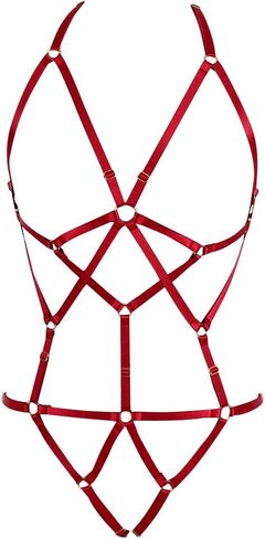 Full Body Harness Bra Women's Lingerie cage Set Punk Gothic Garter Belt Chest Strap Festival Rave Stretchy Fabric Plus Size in Saudi Arabia