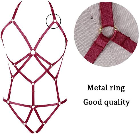 Full Body Harness Bra Women's Lingerie cage Set Punk Gothic Garter Belt Chest Strap Festival Rave Stretchy Fabric Plus Size in Saudi Arabia
