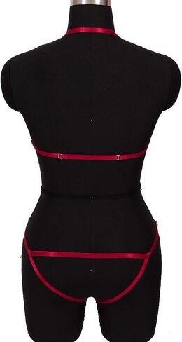 Full Body Harness Bra Women's Lingerie cage Set Punk Gothic Garter Belt Chest Strap Festival Rave Stretchy Fabric Plus Size in Saudi Arabia