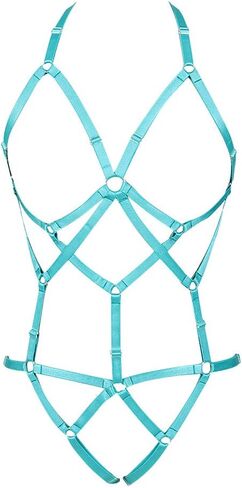 Full Body Harness Bra Women's Lingerie cage Set Punk Gothic Garter Belt Chest Strap Festival Rave Stretchy Fabric Plus Size in Saudi Arabia