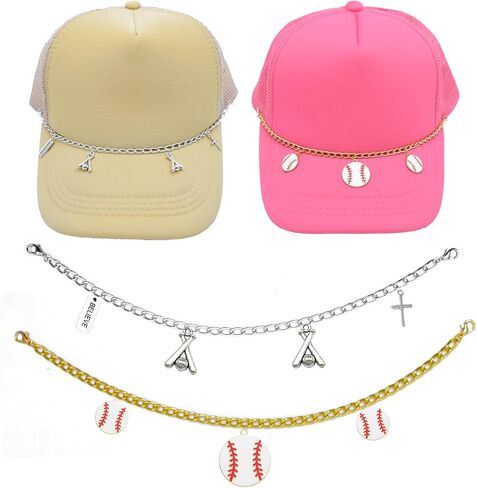 2PCS Trucker Hat Chains Sport Games Charms for Trucker Cap Mesh Baseball Cap Decoration in Kuwait