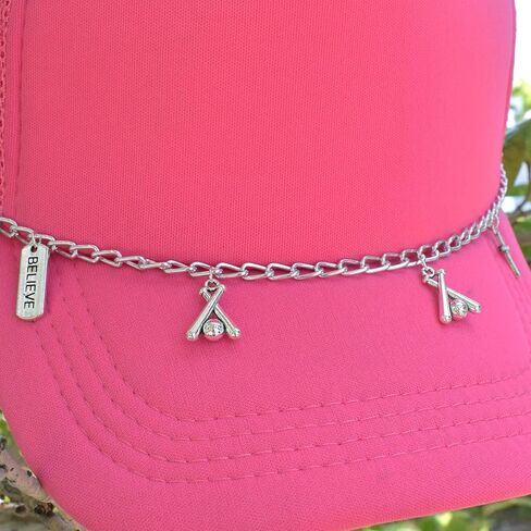 2PCS Trucker Hat Chains Sport Games Charms for Trucker Cap Mesh Baseball Cap Decoration in Kuwait