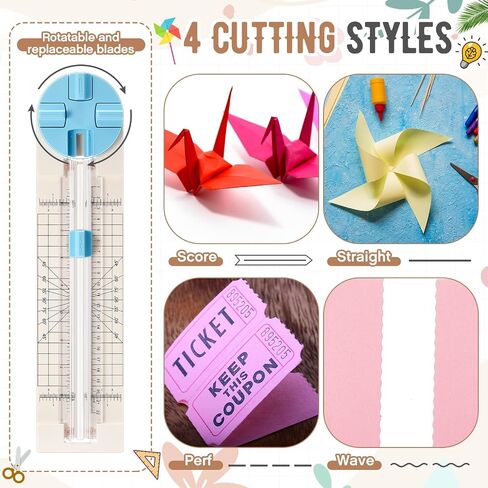 2 Pcs Paper Trimmer, 4-in-1 Paper Cutter, Multi Function Scrapbooking Tool with Straight, Wave, Perforated, Creasing Blades for Craft Paper, Cardstock, Label, Photo, Postcard in Saudi Arabia