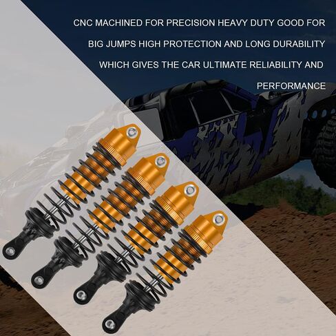 OGUNKE RC 4 قطع من الصدمات الأمامية والخلفية من الألومنيوم RC لشاحنة 1/10 RC Traxxas Slash 2WD/4x4 صدمات Rustler 4X4 صدمات Stampede 4X4 صدمات Hoss 4X4 استبدال 5862 (أزرق) in Kuwait