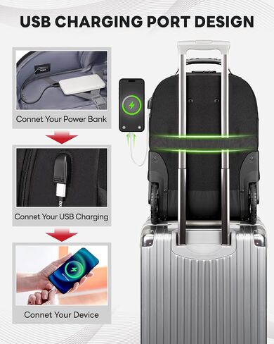 MATEIN Rolling Bag with Wheels, 17 Inch Extra Large Laptop Roller Backpack for Adults with Anti Theft Lock & USB Charging Port, Water Resistant Wheeled Bag Carry On Luggage for Teacher Work Travel Men in Kuwait