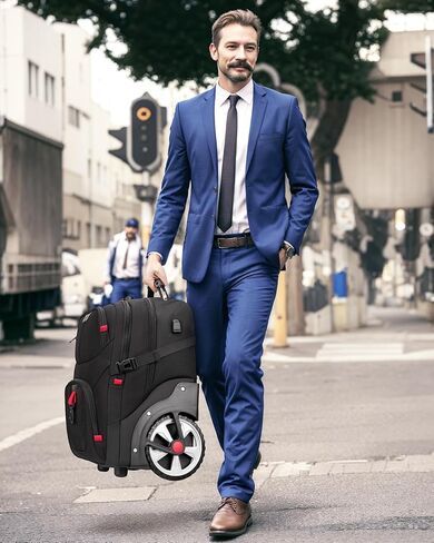 MATEIN Rolling Bag with Wheels, 17 Inch Extra Large Laptop Roller Backpack for Adults with Anti Theft Lock & USB Charging Port, Water Resistant Wheeled Bag Carry On Luggage for Teacher Work Travel Men in Kuwait