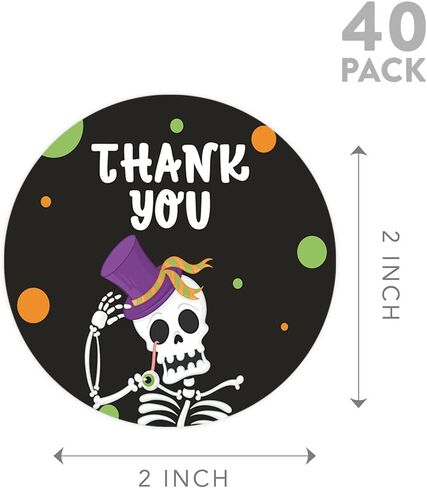 Andaz Press Halloween Thank You Stickers 2 Inch Round 40 Bulk Pack Cute Little Ghosts Happy Halloween Stickers Labels for Kids Treat Bags Goodie Bags Halloween Party Favors Ghost Thank You Sticker in Kuwait