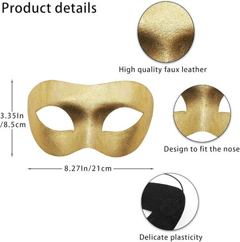 قناع تنكر للرجال، 6 عبوات من قناع البندقية الكلاسيكي خفيف الوزن للمهرجانات، زي كرة تنكرية لعيد الميلاد، قناع الحفلات التنكرية، قناع كرنفال ماردي غرا in Kuwait