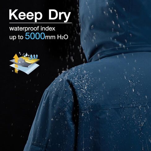 CAMEL CROWN Men's Waterproof Ski Jackets Winter Coats Snow Jacket Adjustable Fleece Windbreaker Windproof Outdoor RainJackets in Kuwait