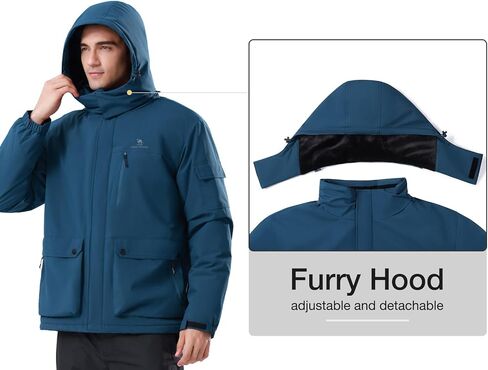 CAMEL CROWN Men's Waterproof Ski Jackets Winter Coats Snow Jacket Adjustable Fleece Windbreaker Windproof Outdoor RainJackets in Kuwait