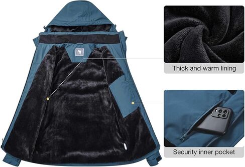 CAMEL CROWN Men's Waterproof Ski Jackets Winter Coats Snow Jacket Adjustable Fleece Windbreaker Windproof Outdoor RainJackets in Kuwait