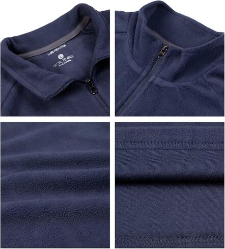 Men's Fleece Pullover Quarter Zip Thermal, Outdoor Half Zip Jacket 1/4 Zip Sweatshirt Regular Fitted in Saudi Arabia