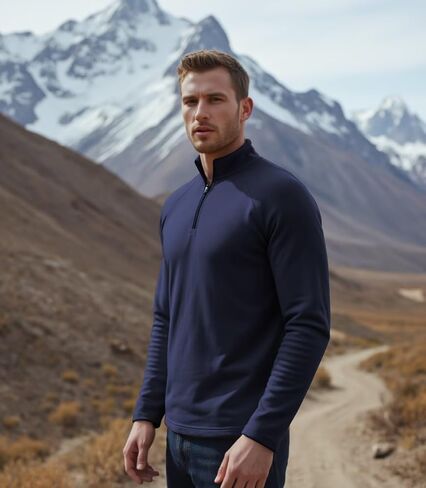 Men's Fleece Pullover Quarter Zip Thermal, Outdoor Half Zip Jacket 1/4 Zip Sweatshirt Regular Fitted in Saudi Arabia
