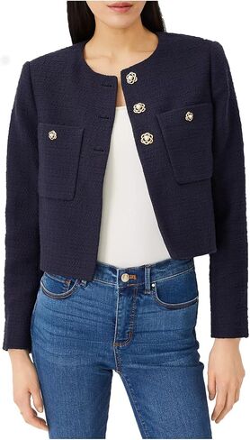 سترة LifeShe Tweed Blazer للنساء أنيقة مفتوحة من الأمام ومعاطف طويلة الأكمام للعمل المكتبي in Saudi Arabia