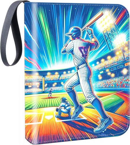 900 Pockets Trading Baseball Card Binder with Sleeves, 50 Removable Pages, 3 Ring Zipper Binder Collectable Card Book Album with Strap, Leather Sport Games Cards Folder, Card Collector Gifts in Kuwait